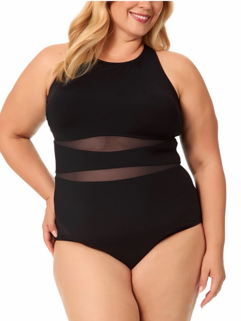 Lands’ End One Piece Swimsuit XL UPF 50 Removable Cups Paisley Floral NWT